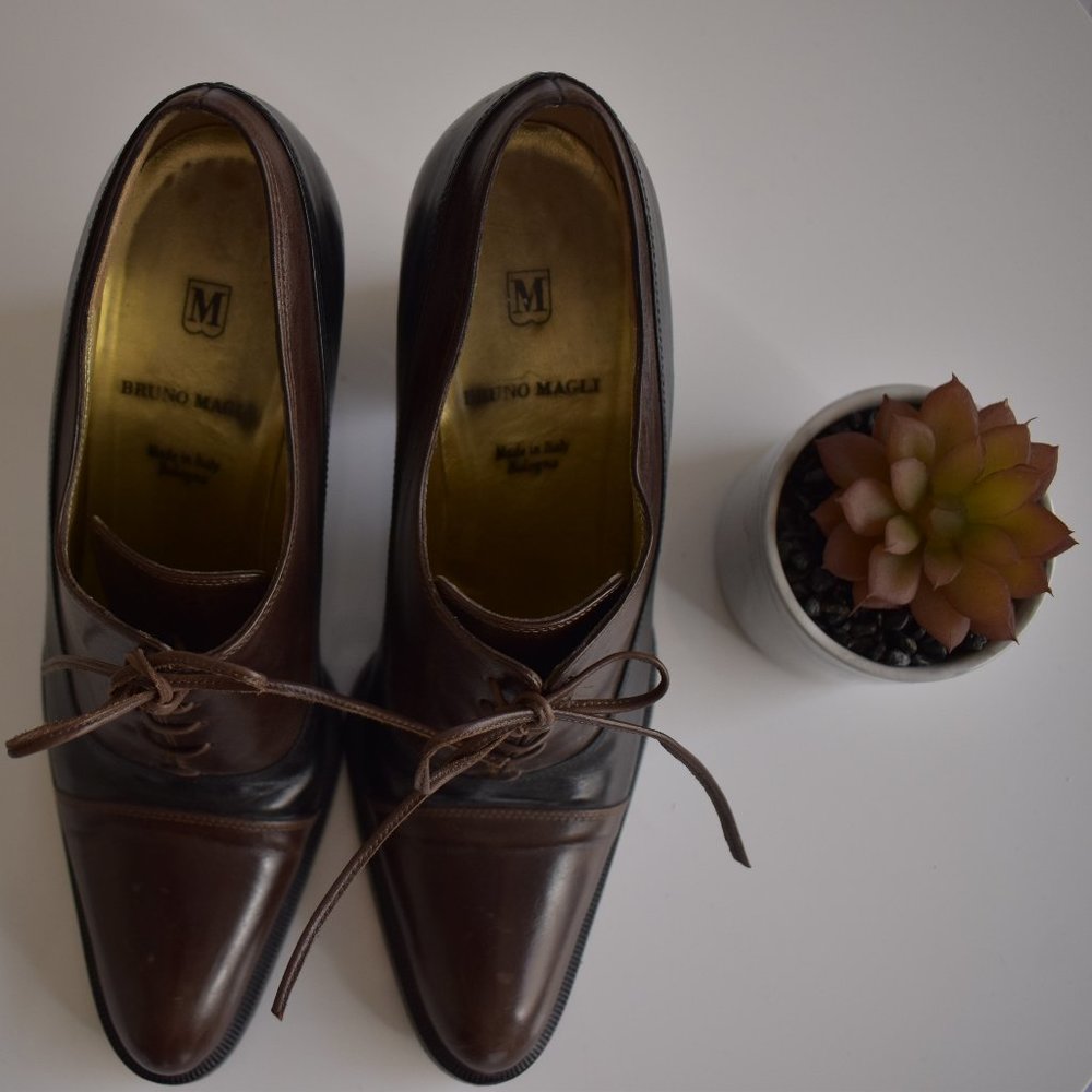 Bruno Magli Italian Leather Laced Chunky Heel